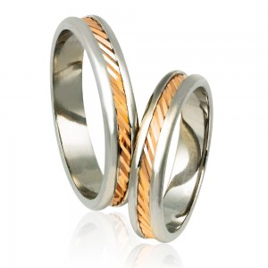 Stergiadis wedding rings 9K pink gold and silver 925° 4.30 mm (A74), 2761.