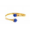 Bracelet in 18 K gold, handmade, hammered with lapis lazuli, 1254.