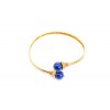 Bracelet in 18 K gold, handmade, hammered with lapis lazuli, 1254.