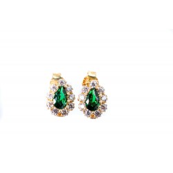 Earrings in 14 K gold with white and green zircon, 1224.