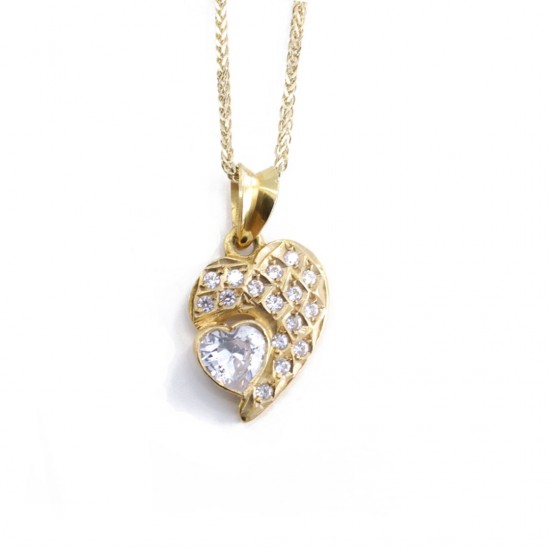 Heart in 14 K yellow gold with zircons, 1396.