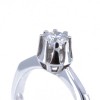 One stone ring in 14 K white gold with edges and elevated zircon, 1417.