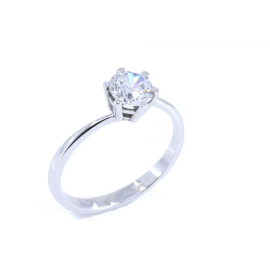 One stone ring in 14 K white gold with zircon , 1422.