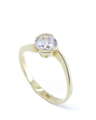 One stone ring in 18 K yellow gold with zircon, 1424.