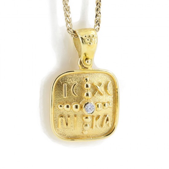 Constantine's coin pendant in 14 K yellow gold with zircon, 1544.