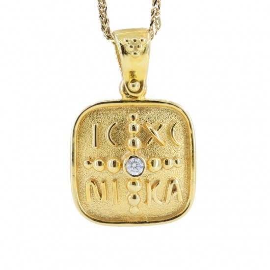 Constantine's coin pendant in 14 K yellow gold with zircon, 1544.