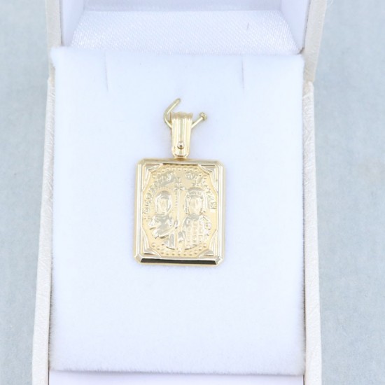 Constantine's coin pendant in 14 K yellow gold rectangle, 1552.