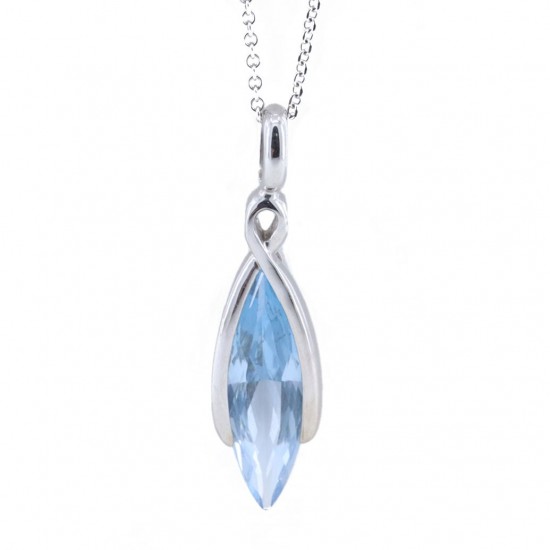 Blue topaz pendant in 14 K white gold, 1565.