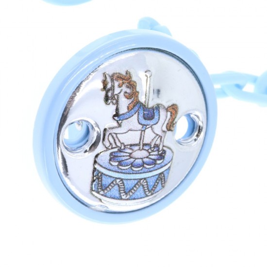 Soother chain silver, blue, carousel Prince Silvero  MA/PS002K-C.