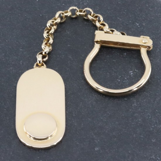 Keychain in 14 K yellow gold, oval, 1819.