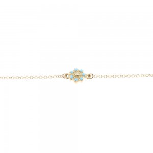 Bracelet in 14 K gold daisy with turquoise, 1878.