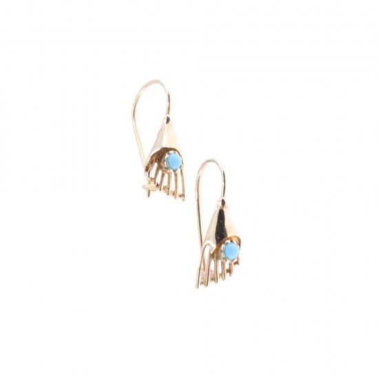 Earrings in 14 K gold with turquoise, 1887.