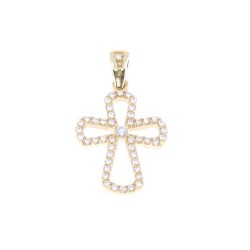 Cross in 14 K yellow gold with zircons, 1890.