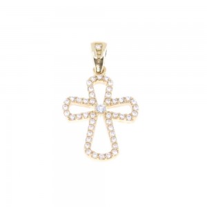 Cross in 14 K yellow gold with zircons, 1890.