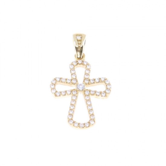 Cross in 14 K yellow gold with zircons, 1890.