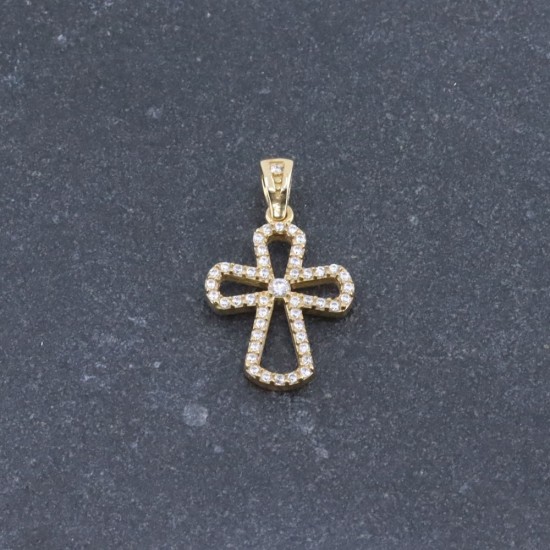 Cross in 14 K yellow gold with zircons, 1890.