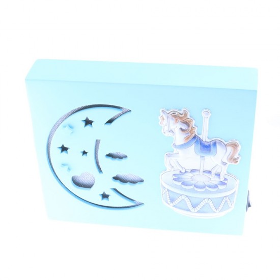 Children's wooden lamp light blue carousel Prince Silvero, MA / L300-C.