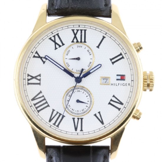 Tommy Hilfiger watch black leather strap 1710291. Exhibition model.