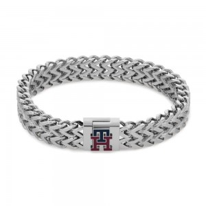 Tommy Hilfiger ατσάλινο βραχιόλι με πλεχτό σχέδιο και logo TH, 2790462.