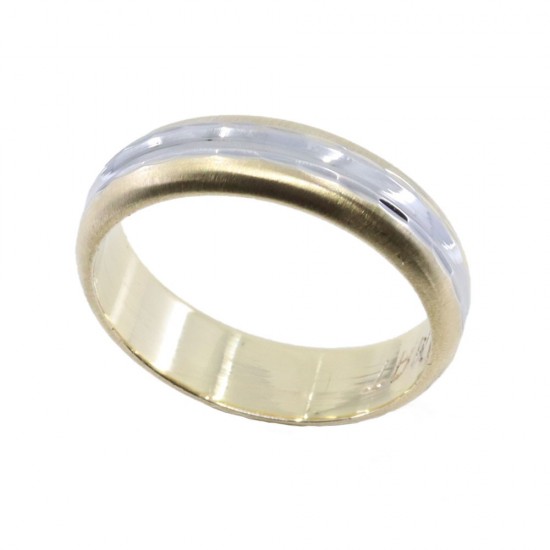 14K white and yellow gold wedding band design ring, 2522.