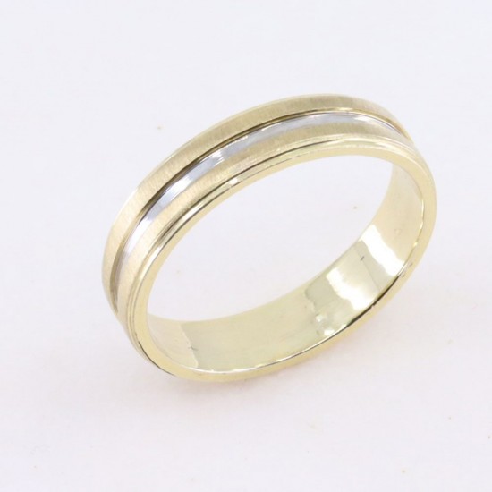 14K white and yellow gold wedding band design ring, 2523.