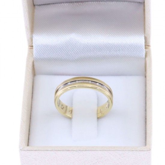 14K white and yellow gold wedding band design ring, 2523.