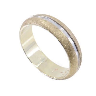 14K white and yellow gold wedding band design ring shiny-matte, 2524.