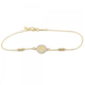 Constantinato bracelet in 14K yellow gold with zircon, double-sided, 2533.