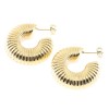 Steel gold plated excite fashion, wide striped earrings, 1998.