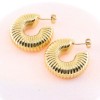 Steel gold plated excite fashion, wide striped earrings, 1998.