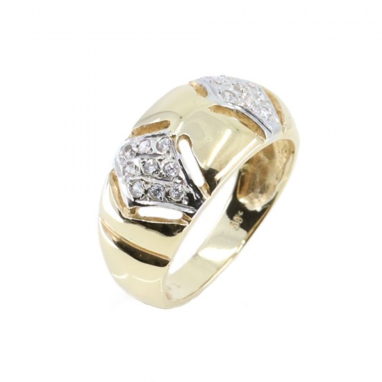 14 K ring in yellow gold with details in white and zircon, 2029.