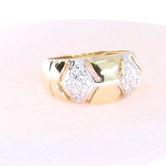 14 K ring in yellow gold with details in white and zircon, 2029.