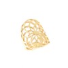 Ring excite fashion with wide perforated geometric pattern in gold plated steel, 2066.