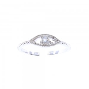 Silver eye ring with white zircon, 2078.