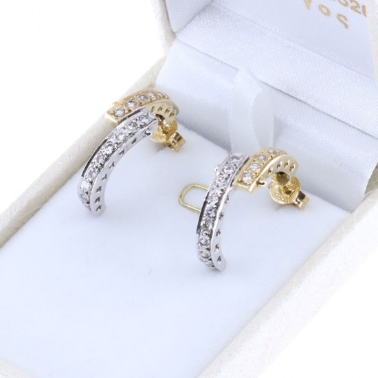 14 K white and yellow gold earrings with zircon, 2083.