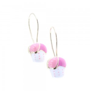 Kid's earrings 9 K with enamel, cupcake, 2085.