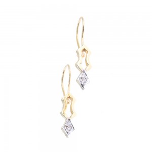 14 K gold pendant earrings with angles and zircon, 2100.