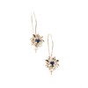 14 K gold vintage daisy earrings with small sapphire, 2106.