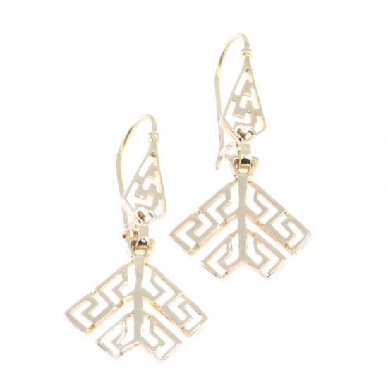 14 K pendant earrings in vintage geometric design,