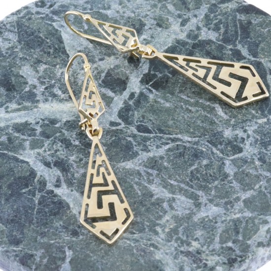 14 K pendant earrings in vintage tie design, 2111.