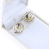 14 K gold shell design earrings with sapphire and zircon, 2117.