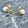 14 K gold earrings with pearl and emerald, 2118.