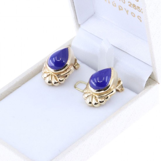 14 K gold vintage earrings with lapis, 2119.