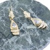 14 K pendant earrings in vintage teardrop design with zircon, 2123.