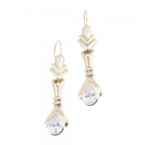 14 K pendant earrings in vintage design with zircon, 2124.