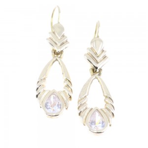 14 K gold pendant earrings in vintage design with zircon, 2126.