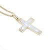 14 K yellow gold cross with mother of pearl and zircon, 2136.