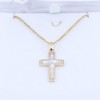 14 K yellow gold cross with mother of pearl and zircon, 2136.