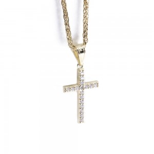 Cross in 14 K yellow gold with zircon small, 2138.