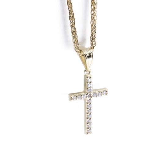 Cross in 14 K yellow gold with zircon small, 2138.